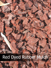 red dyed rubber mulch